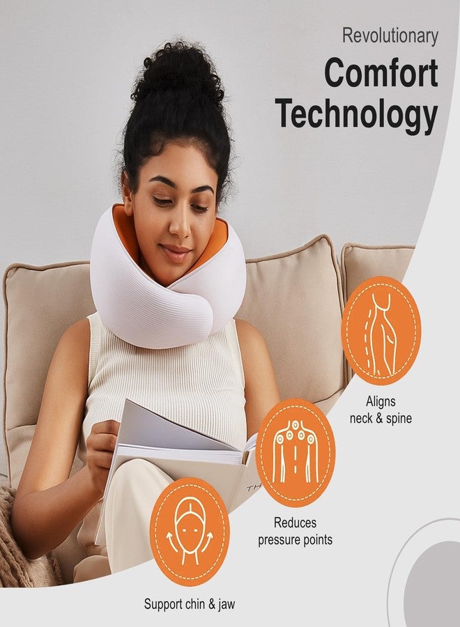 COIF Premium Memory Foam Travel Neck Pillow with Storage Bag | Ergonomic 360° Support Headrest Cushion for Airplane, Car & Office | Perfect Travel Accessories for Men & Women (White) - Image 3
